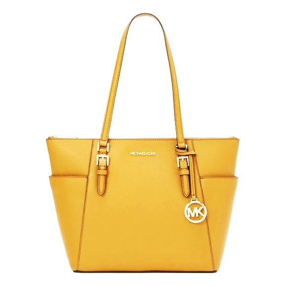 Michael Kors Handbags - Michael Kors Charlotte Top Zip Tote - Jasmine Yellow